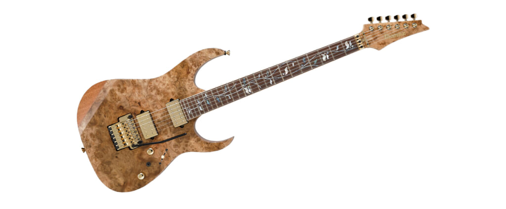 マーブル模様の杢目が豪華なアイバニーズの限定生産ギター