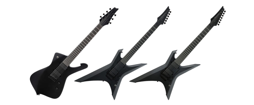 アイバニーズのIRON LABELシリーズより、全身ブラックのメタル専用ギターが3機種登場