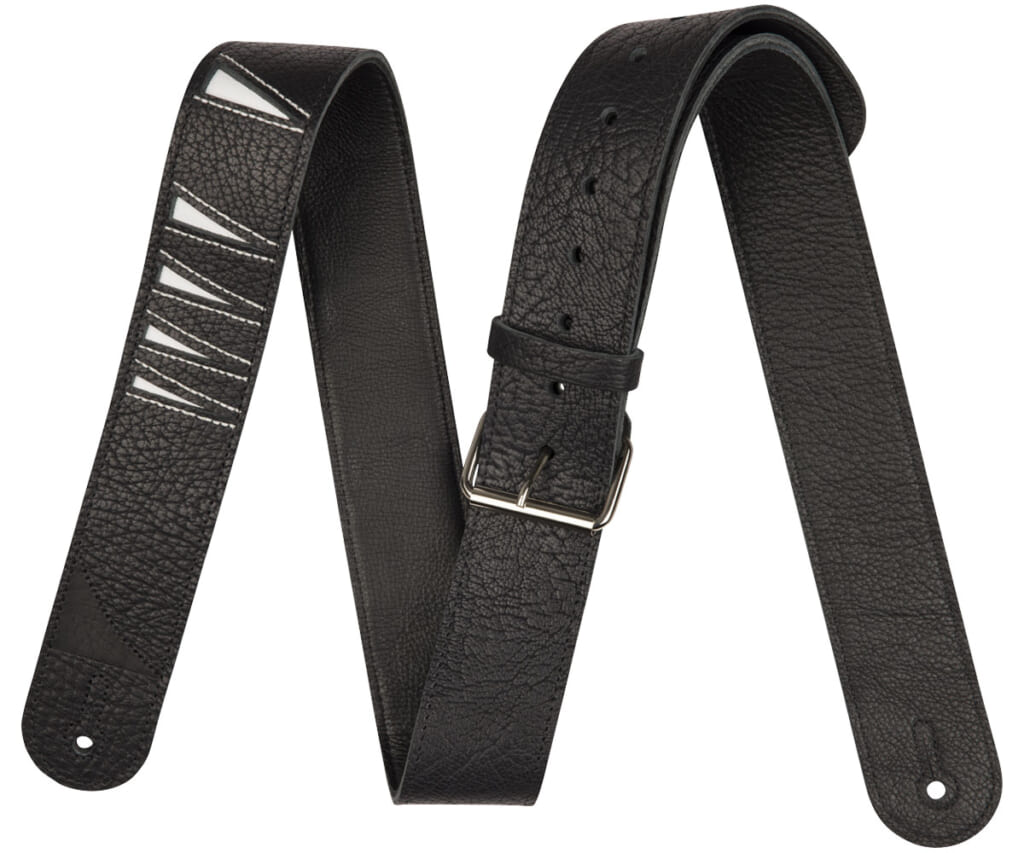 Jackson Shark Fin Leather Strap, Black and White, 2”