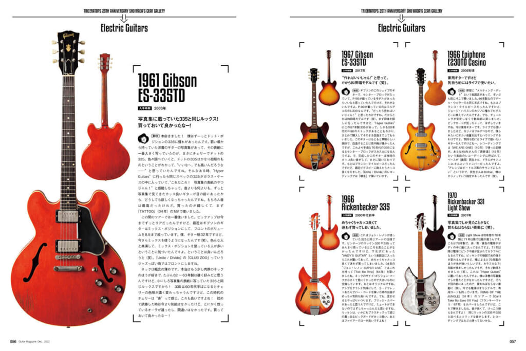 和田唱の機材ギャラリー、ギター紹介ページ
