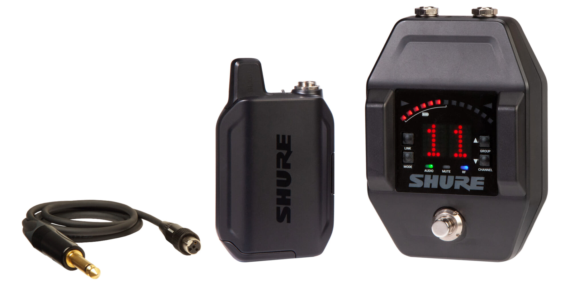 Shureがギター用ワイヤレス・システムの新製品“GLX-D16+”を発表　受信機は有線接続も可能に
