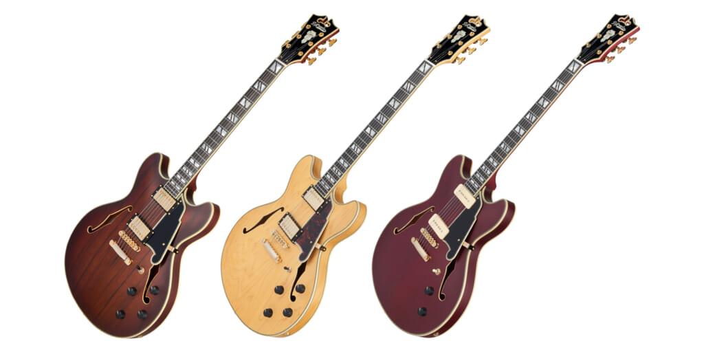 ディアンジェリコのセミ・ホロウ・ギター“Deluxe DC”と“Deluxe DC P-90”の国内販売が開始
