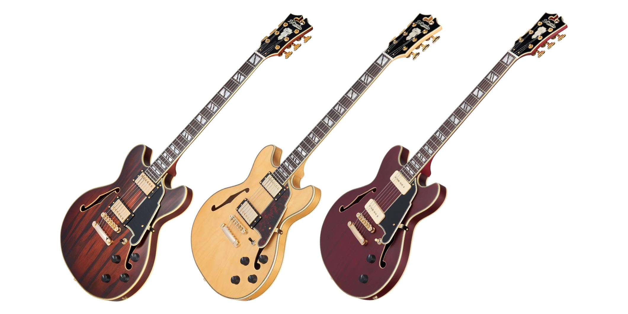 ディアンジェリコより、小振りなボディを持つセミホロウ・ギターの新製品が2機種登場