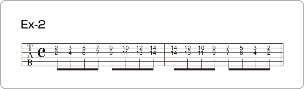 2本の弦で横の動きを練習（Ex-2）