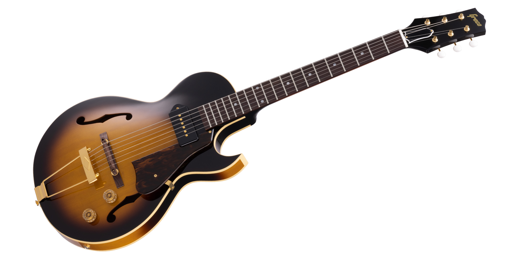 グレコより、トラディショナルなスタイルの小型アーチトップ・ギター“GES-AT”が登場