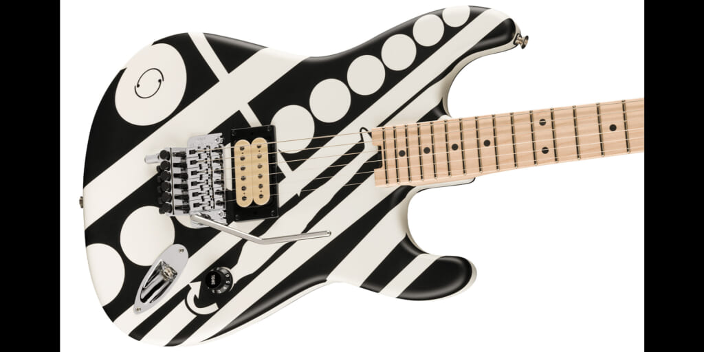 EVHより、エディ・ヴァン・ヘイレンのミステリー・サークル模様のギターを復活させたモデル“EVH Striped Series Circles”が登場