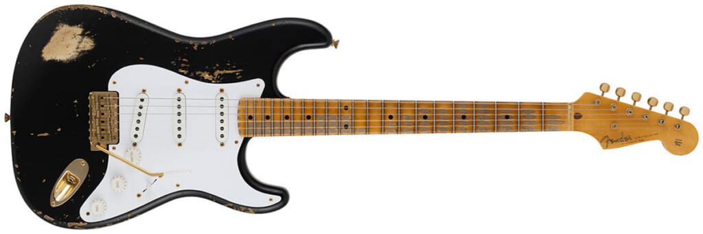 Fender Flagship Tokyo Exclusive 1954 Stratocaster Heavy Relic, 1-Piece Maple Neck with Gold Hardware, Aged Black