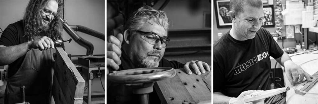 Fender Custom Shopのマスタービルダー、アンディ・ヒックス、デビッド・ブラウン、デニス・ガルスカ
