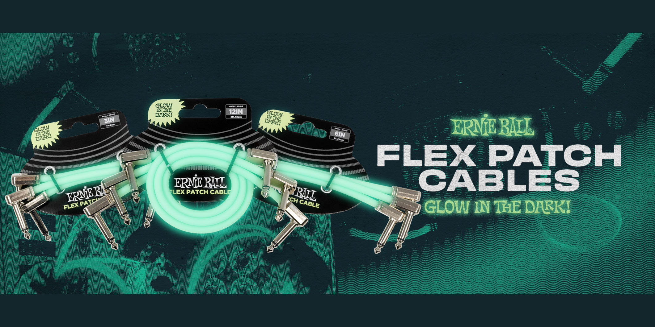 Ernie Ballより、蓄光性素材を使った“暗闇で光る”パッチ・ケーブルが登場