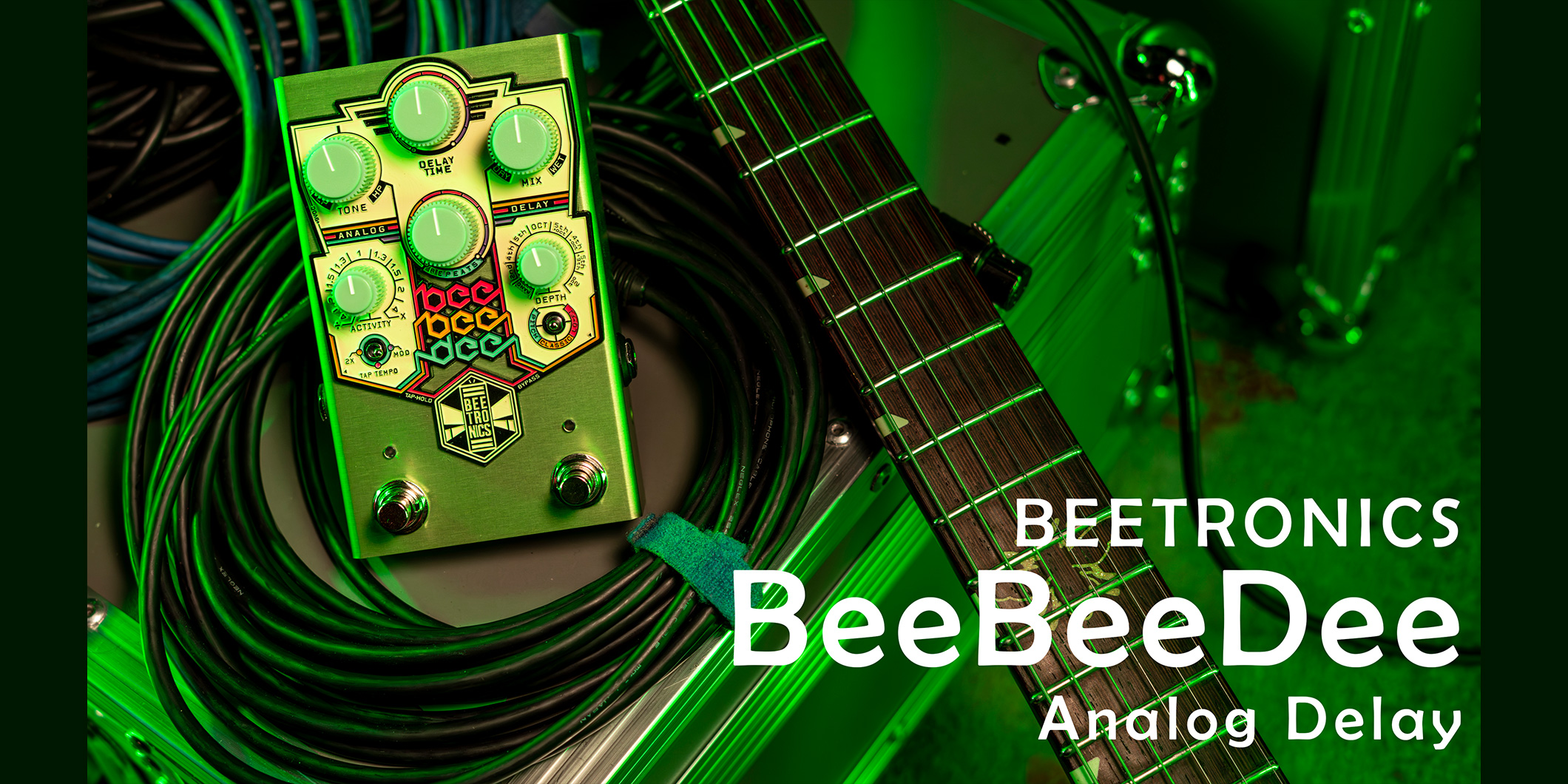 BEETRONICSより、アナログのスウィートなサウンドとデジタルならではの新機能を兼ね備えたディレイ・ペダル“BeeBeeDee”が登場