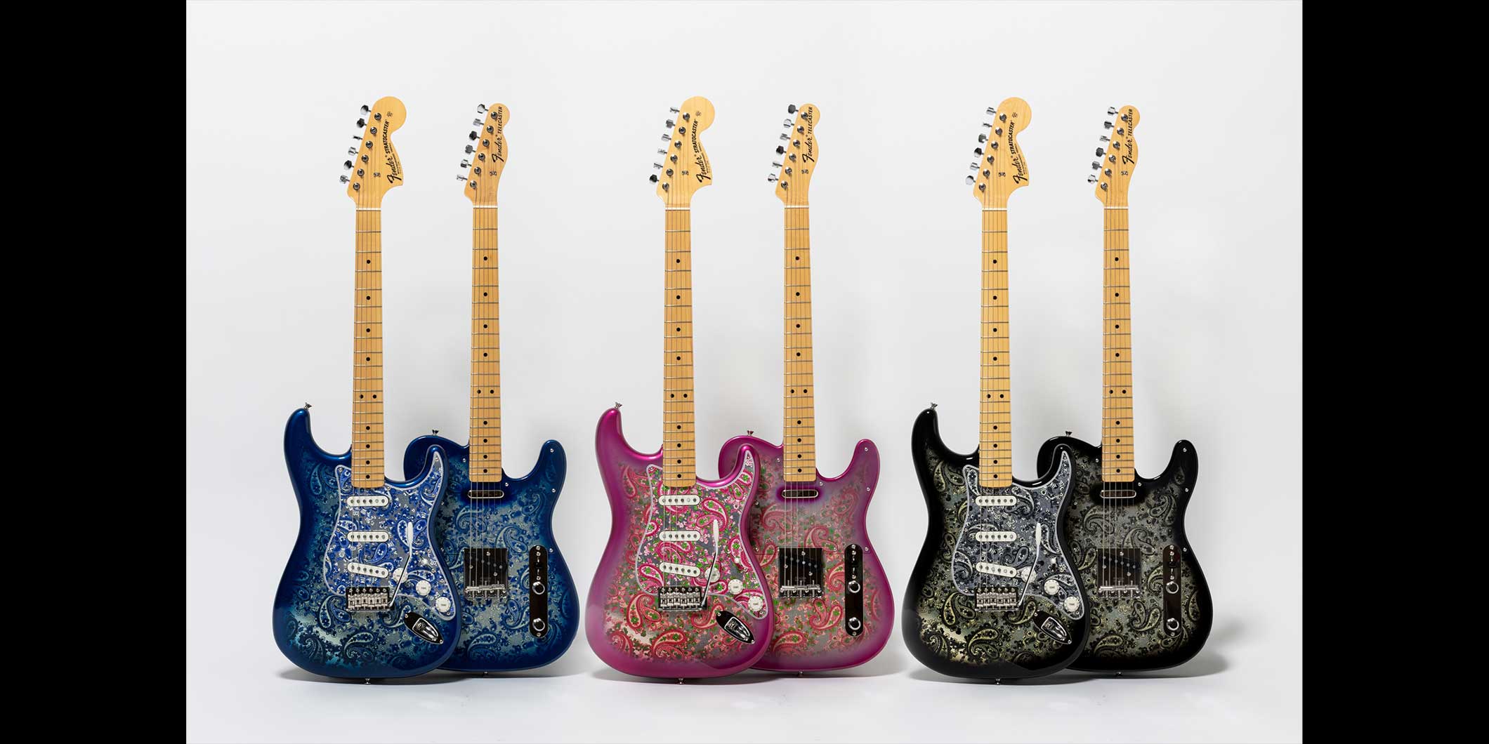 フェンダーから、象徴的なペイズリー柄の日本製ギターやアコスタソニック、アクセサリーが揃う“Limited Paisley Collection”が発売中