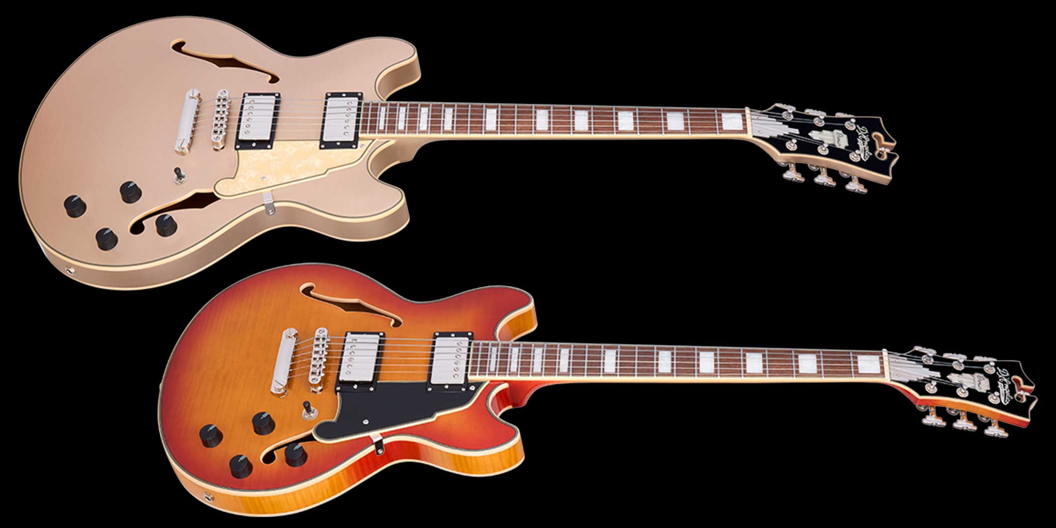 D’Angelicoが、14インチと16インチ幅のダブル・カッタウェイ仕様のセミ・ホロウ・ギター2種をPremierシリーズで発売