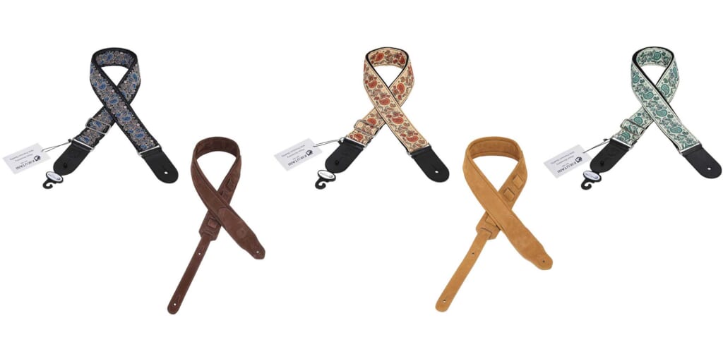 エスニックなジャガード生地と上質なスエード仕上げレザーのギター・ストラップ“Kikutani Strap”に新モデルが登場