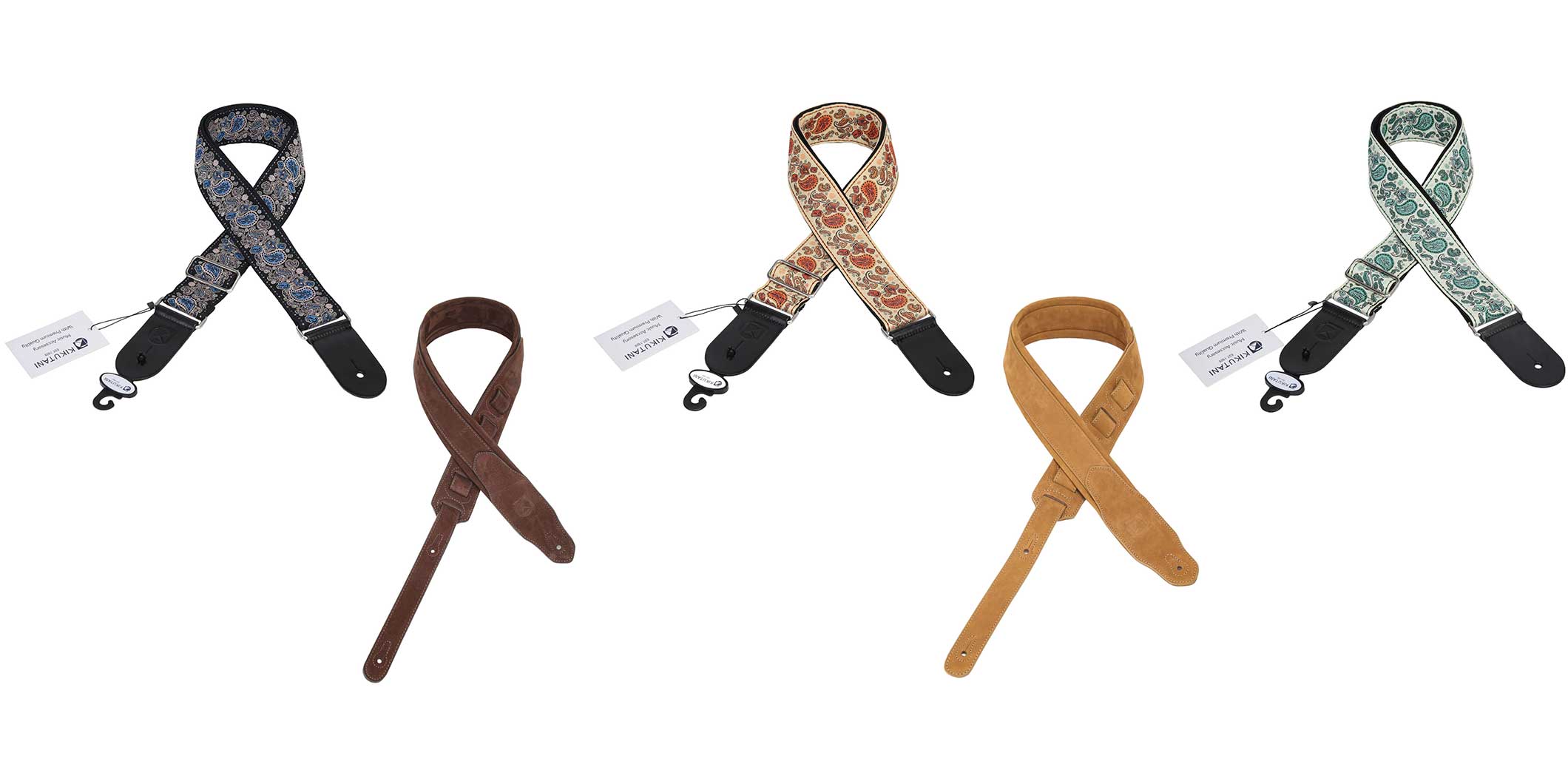 エスニックなジャガード生地と上質なスエード仕上げレザーのギター・ストラップ“Kikutani Strap”に新モデルが登場