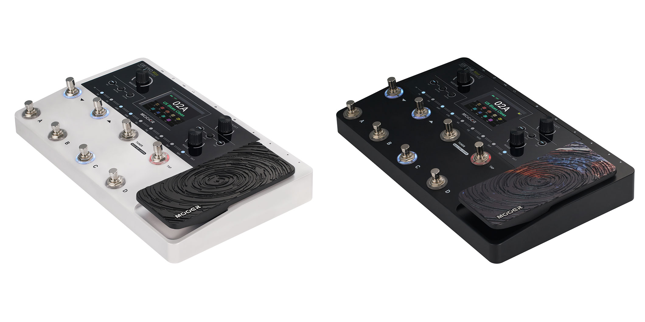 Mooerが、8つのフット・スイッチを持つマルチ・エフェクター“GE 150 Max”を発売！充電式バッテリー内蔵モデルも