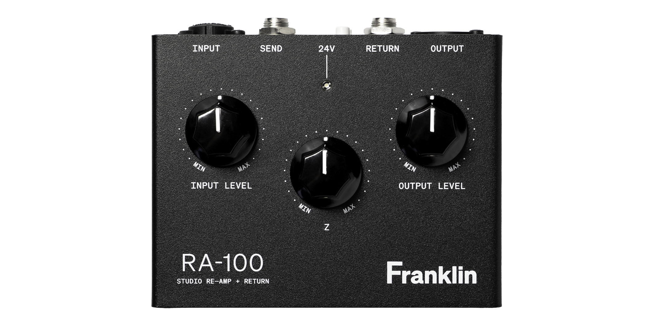 Franklin Audioより、リアンプリファー／DI／プリアンプ機能を兼ね備えたペダル型デバイス、“RA-100”が登場