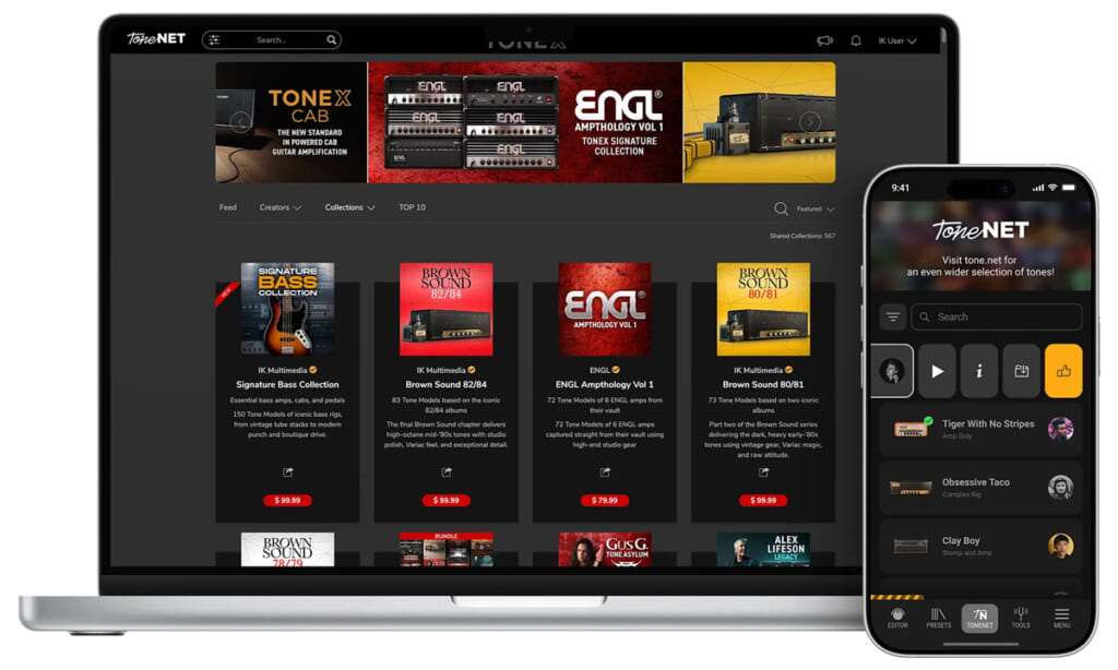 ToneNETを表示したパソコンとスマートフォン