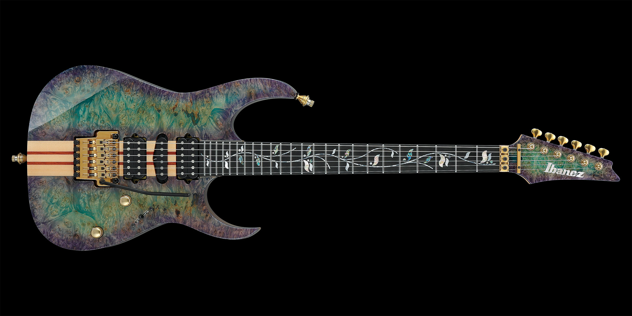 Ibanez、受注生産モデル“VISIONシリーズ”の新作としてスルー・ネック仕様／前衛的フィニッシュの“IV2RG”を発表