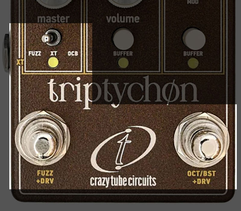 2つのフット・スイッチと、FUZZ/XT/OCBの3段階スイッチ