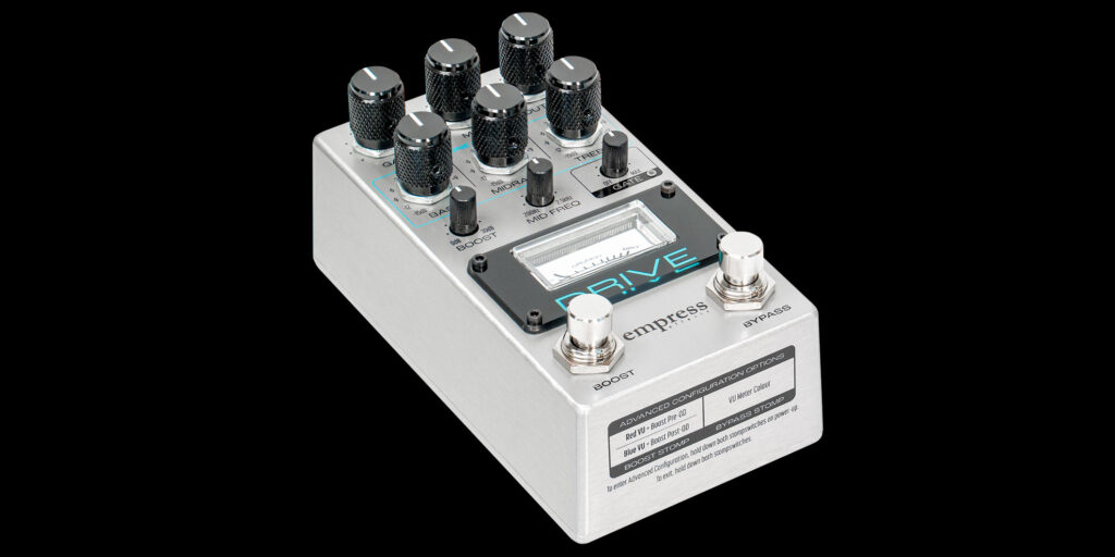 Empress Effectsより、可変ミッドEQで歪みのキャラクターそのものを調整可能としたオーバードライブ“DRIVE”が登場