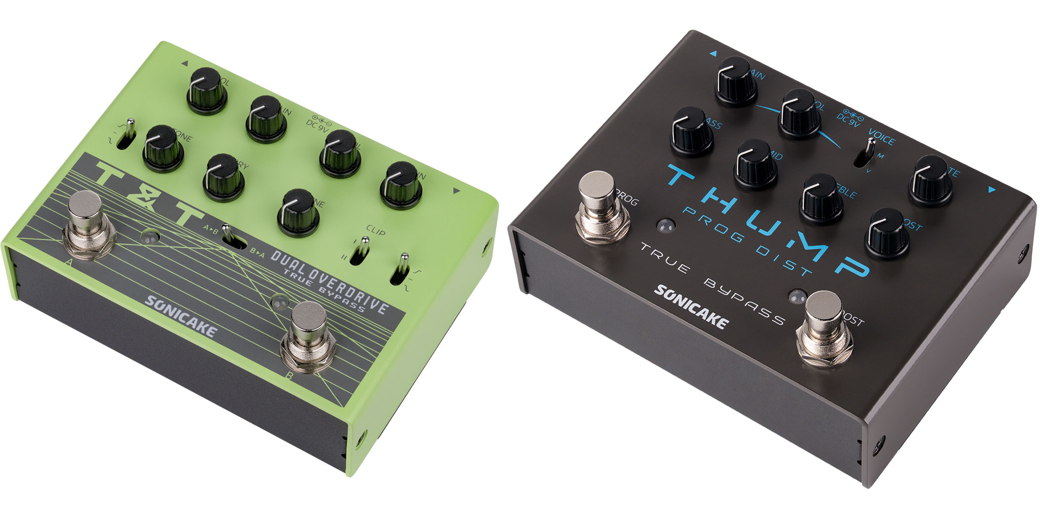 SONICAKE、20通り以上のサウンドを生み出すオーバードライブ“T&T”、純アナログのハイゲイン・ディストーション“THUMP”を国内リリース