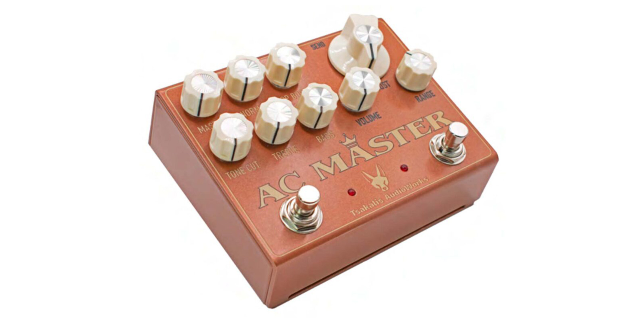 Tsakalis AudioWorksが、VOXスタイルのオーバードライブとブースターを組み合わせたブリティッシュなペダル“AC MASTER”をリリース