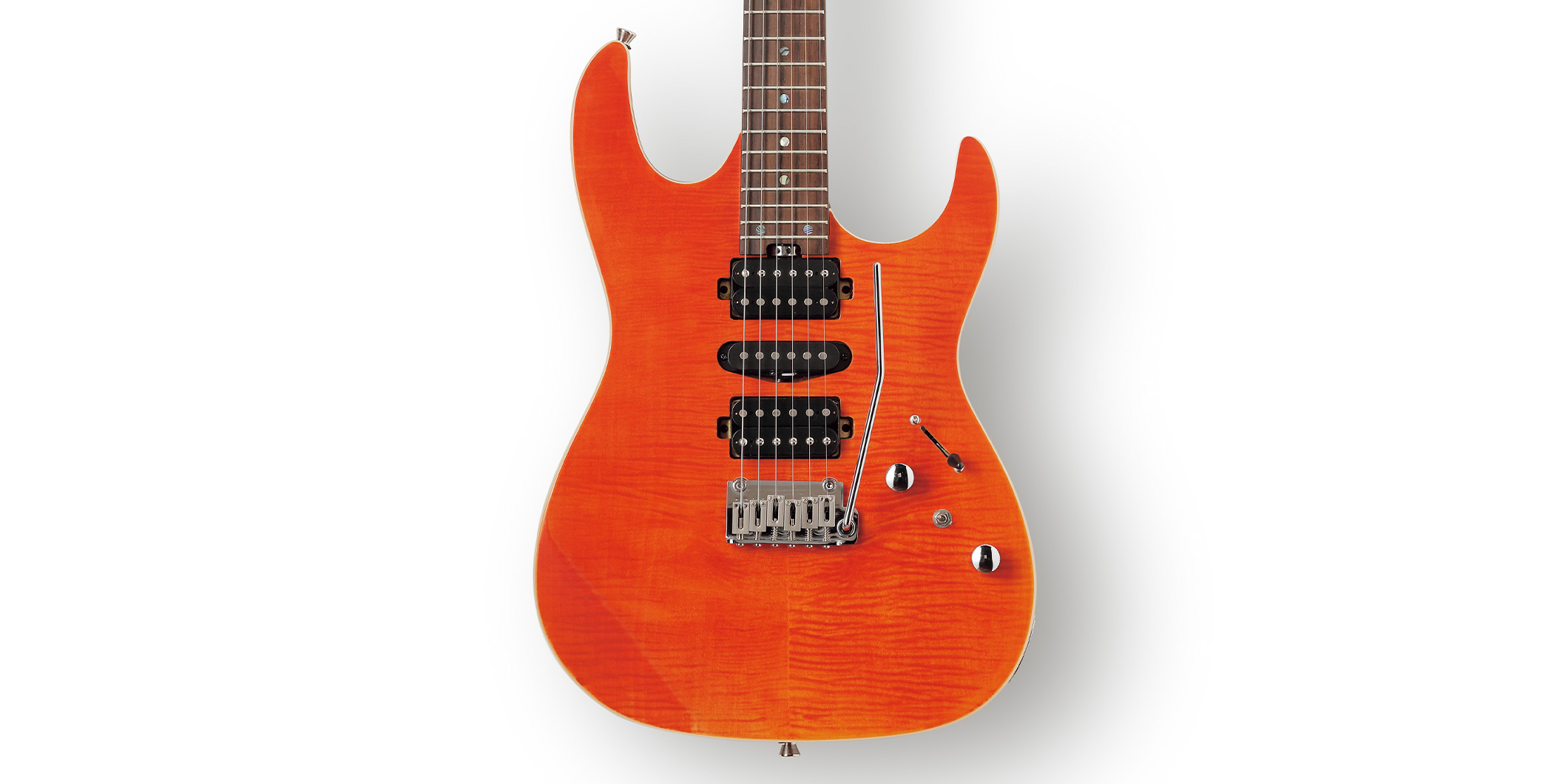PLAYTECH／ST400 FLAME MAPLE AMBER〜プレイテックの本気を盛り込んだ充実装備＆モダン仕様の高コスパ・ギター