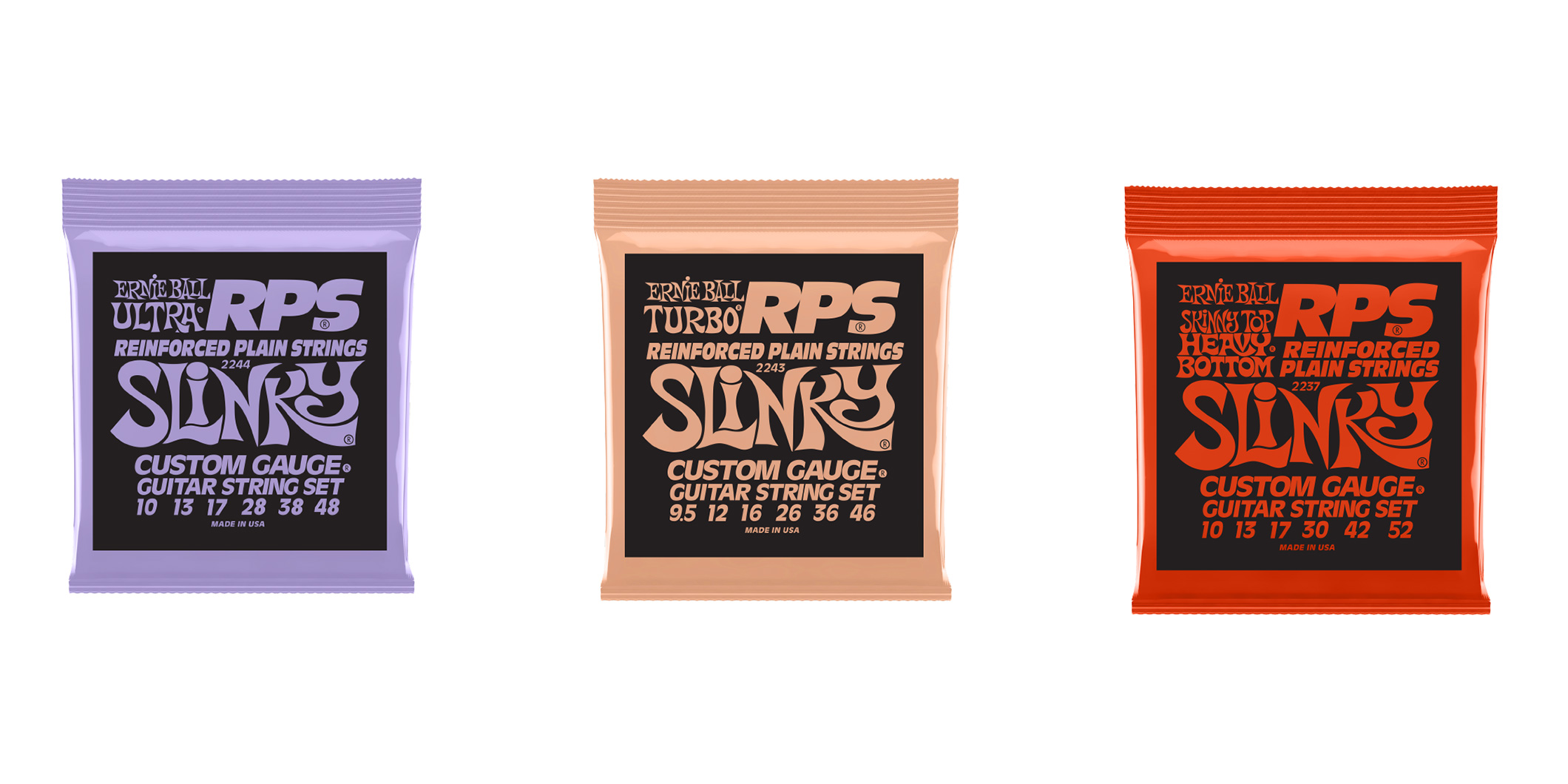 Ernie Ballのレインフォースド・プレーン弦入りシリーズ、RPS Slinkyに新ゲージが登場
