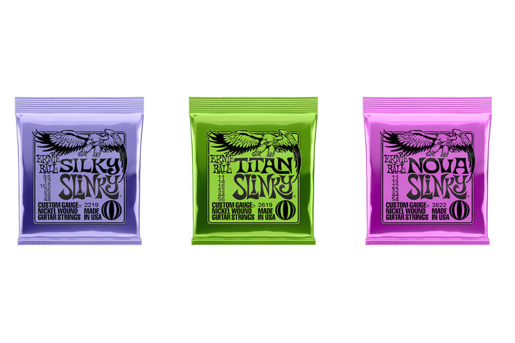 Ernie Ball / P02219 Silky Slinky Nickel Wound Electric Guitar Strings 9.5-48 Gauge、P02619 Titan Slinky Nickel Wound Electric Guitar Strings 11-56 Gauge、P02622 Nova w/ Wound G Slinky Nickel Wound Electric Guitar Strings 11-54 Gauge
